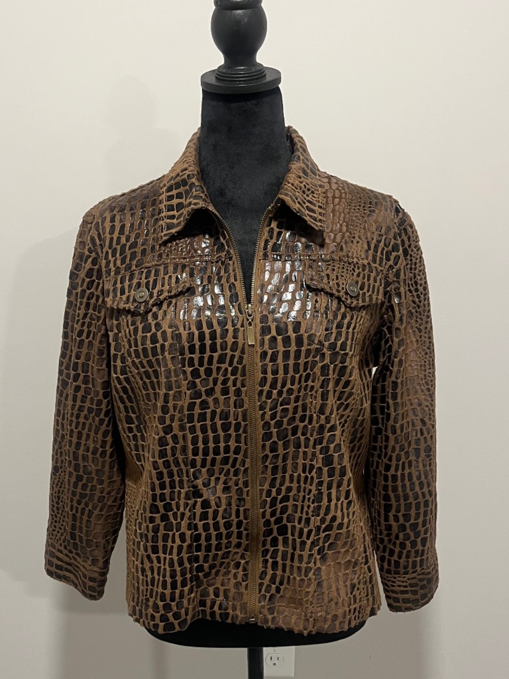 Ruby Rd Alligator Print Jacket Brown/Black Size 12